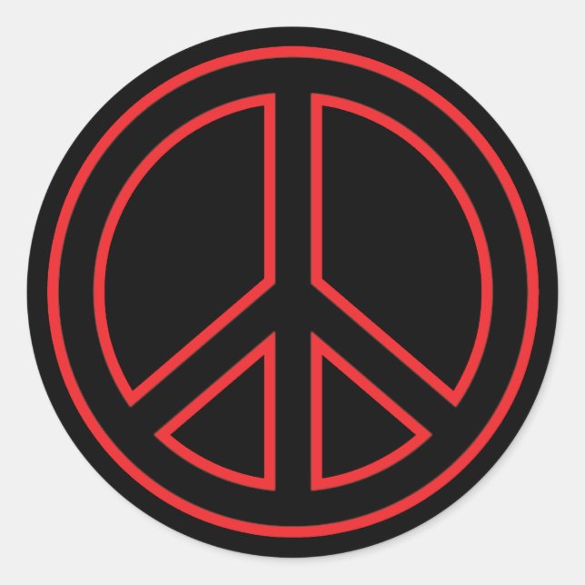 Red & Black Peace Symbol Runder Aufkleber (Vorderseite)