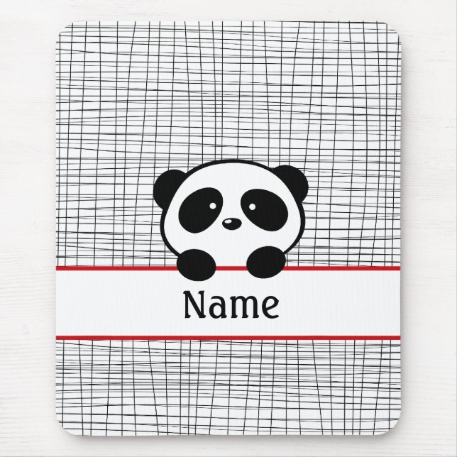 Red Black Personalisiert Panda Bear Mousepad (Vorne)