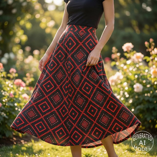 Red Black Pink Ethnic Tribal Geometric Muster Stoff (Von Creator hochgeladen)