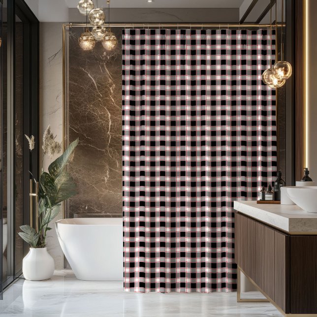Red Black Plaid Curtain Welcome Gift for Home Duschvorhang (Red Black Plaid Curtain Welcome Gift for Home)