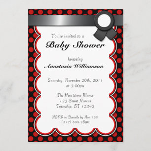 Red & Black Polka Dot Baby Shower Einladungen