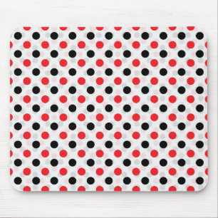Red Black Polka Dots Textile Muster Design Mousepad