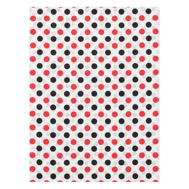 Red Black Polka Dots Textile Muster Design Tischdecke (Vorderseite)
