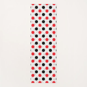 Red Black Polka Dots Textile Muster Design Yogamatte