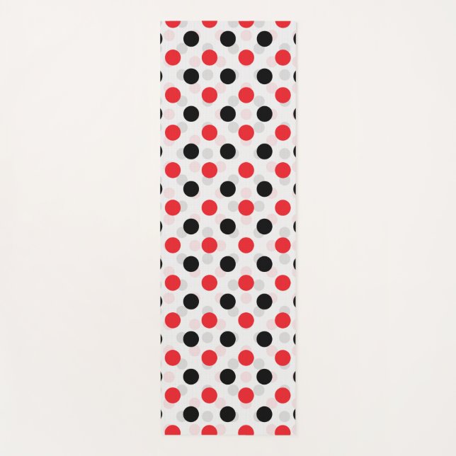 Red Black Polka Dots Textile Muster Design Yogamatte (Vorderseite)