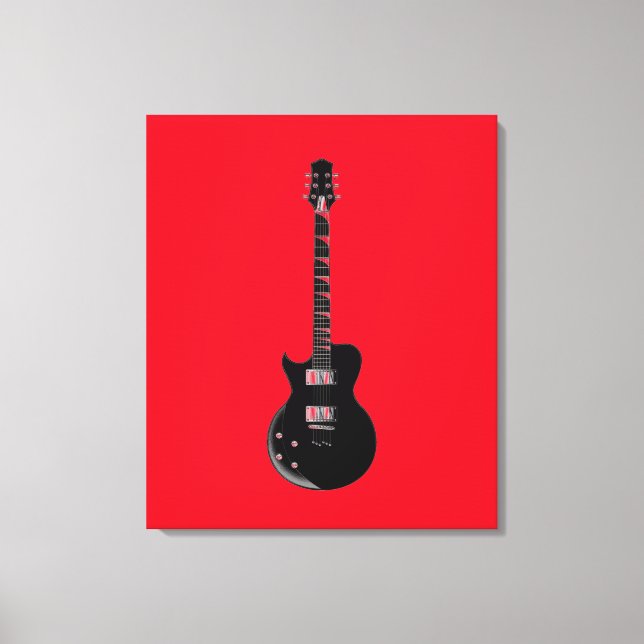 Red Black Pop Art Electric Gitarre Leinwanddruck (Vorderseite)