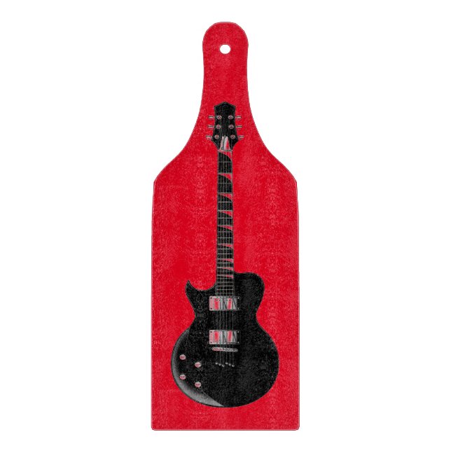 Red Black Pop Art Electric Gitarre Schneidebrett (Vorderseite)
