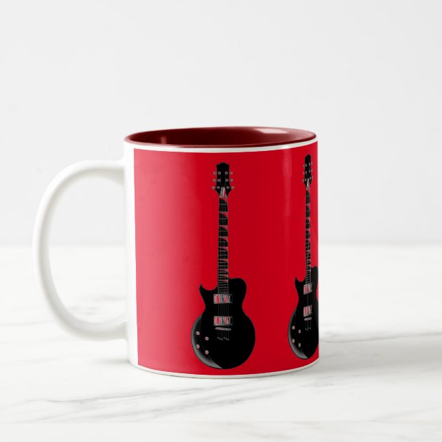 Red Black Pop Art Electric Gitarre Zweifarbige Tasse (Links)
