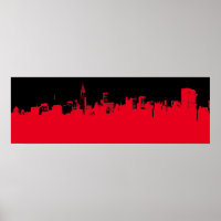 Red Black Pop Art New York City Skyline