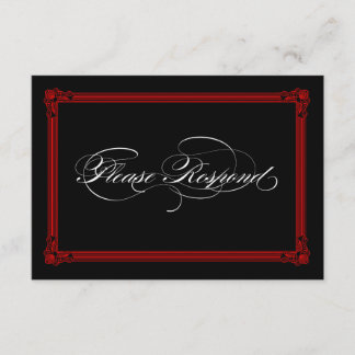 Red & Black Poster Style Wedding RSVP Cards Karte