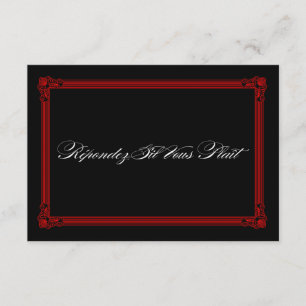 Red & Black Poster Style Wedding RSVP Cards Karte