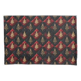 Red Black Quilt Squares Gold Weihnachtsbaumen Kissenbezug