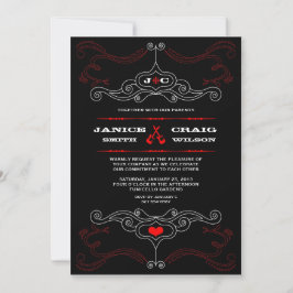 Red & Black Rock 'n' Roll Music Themed Wedding Einladung