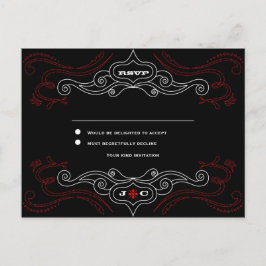 Red & Black Rock 'n' Roll Music Themed Wedding Einladungspostkarte