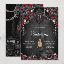 Red Black Rose Gothic Spuk Spooky Quinceanera