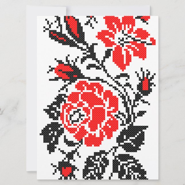 Red&Black Rose Kreuzstich Russe-Muster (Vorderseite)