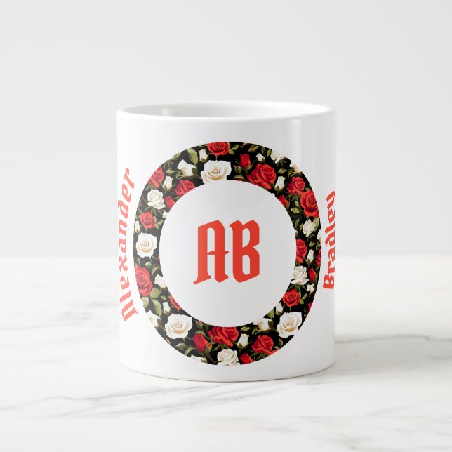Red Black Rose Ring Jumbo Tasse (Vorderseite)