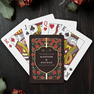 Red Black Royal Sword Shield Gastgeschenk Hochzeit Spielkarten