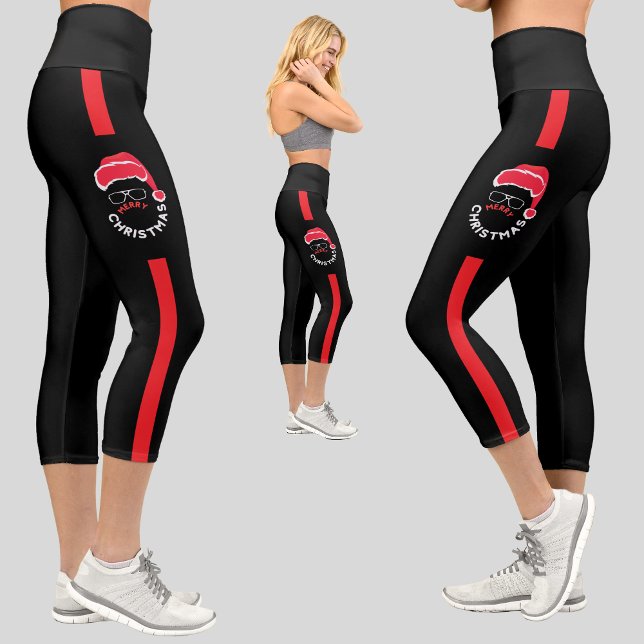 Red Black Santa Claus Weihnachtsfeier Capri Leggings (Von Creator hochgeladen)