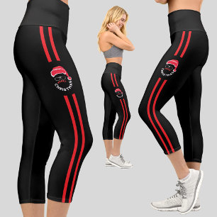 Red Black Santa Weihnachtsfeier Capri Leggings