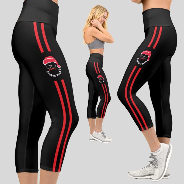 Red Black Santa Weihnachtsfeier Capri Leggings (Von Creator hochgeladen)