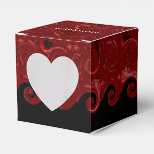 Red & Black Satin Curls Herbst Gefallen Box Geschenkschachtel