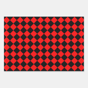 Red Black Schachbrett Diamond Pattern Geschenkpapier Set