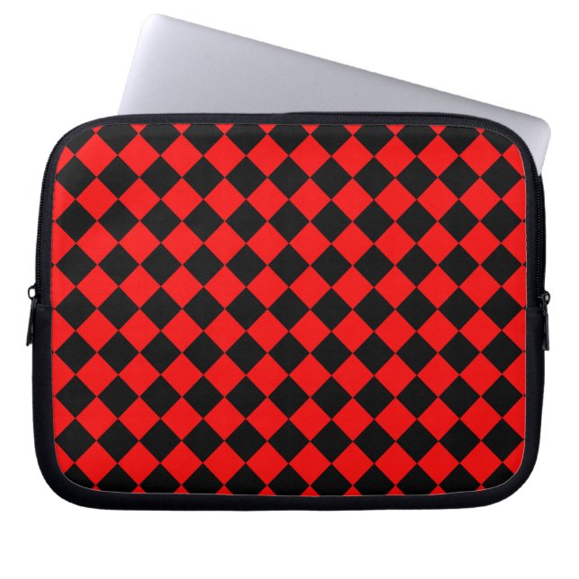Red Black Schachbrett Diamond Pattern Laptopschutzhülle (Vorderseite)