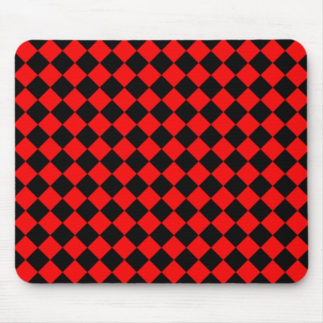Red Black Schachbrett Diamond Pattern Mousepad (Vorne)