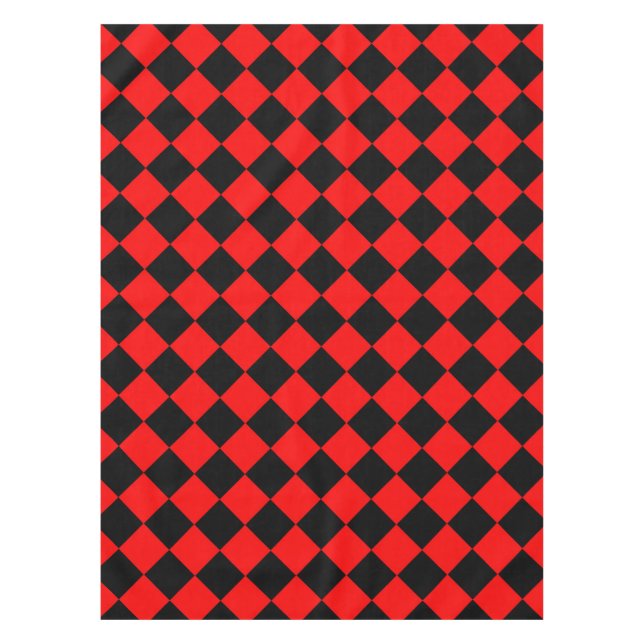 Red Black Schachbrett Diamond Pattern Tischdecke (Vorderseite)