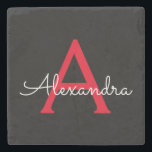 Red Black Script Giron Monogram Name Steinuntersetzer<br><div class="desc">Schwarz und Rot einfache Skriptmonogramm Name Stone Tile. Das macht den perfekten Abschluss,  süßen 16 Geburtstag,  Hochzeit,  Brautparty,  Jubiläum,  Babydusche oder Junggeselinnen-Abschied Geschenk für jemanden,  die Lieben glamourösen Luxus und schicke Stile.</div>