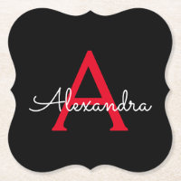 Red Black Script Giron Monogram Name