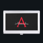 Red Black Script Giron Monogram Name Visitenkarten Dose<br><div class="desc">Schwarz und Rot Einfache Script Monogram Name Business Card Holder. Das macht den perfekten 16 Geburtstag,  Hochzeit,  Brautparty,  Jubiläum,  Babydusche oder Junggeselinnen-Abschied Geschenk für jemanden,  der Lieben glamourösen Luxus und schicke Stile.</div>
