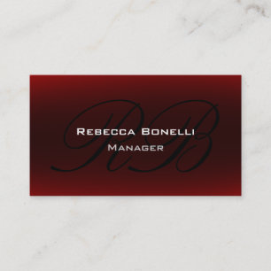 Red Black Script Monogram Manager Business Card Visitenkarte
