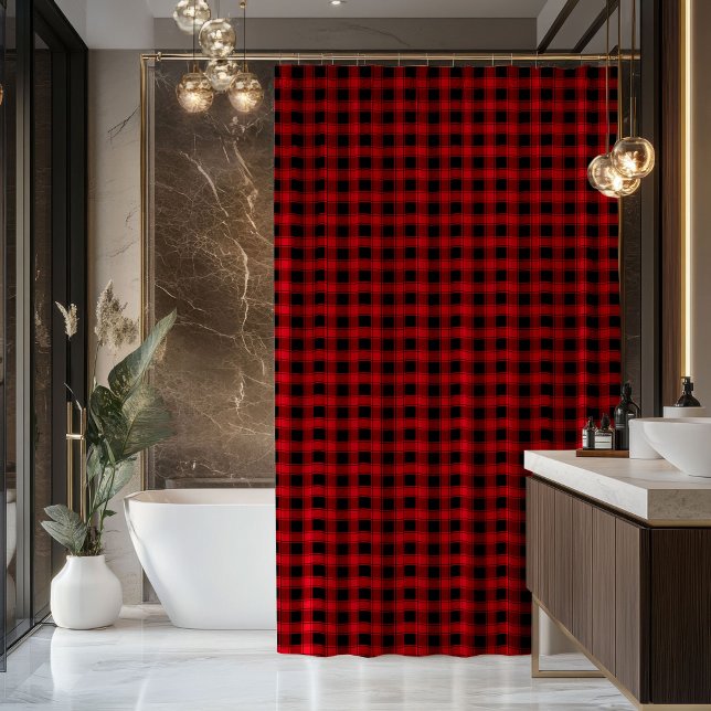 Red Black Shower Curtain Cozy Gift for New Start Duschvorhang (Red Black Shower Curtain Cozy Gift for New Start)