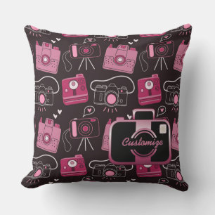 Red & Black Shutter Bug Retro Kameras Kissen Für Draußen