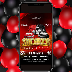 Red Black Sneaker Ball Party Flyer Einladung
