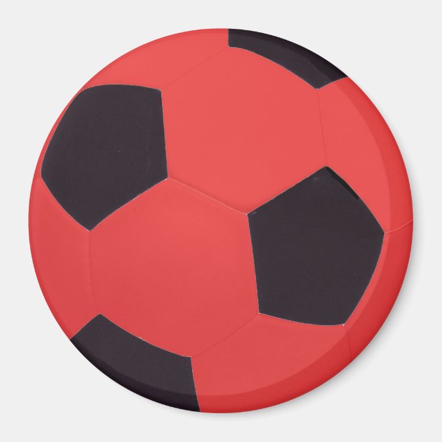 Red & Black Soccer Ball Magnet (Vorne)