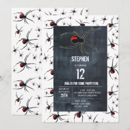 Red & Black Spider Geburtstagsparty Einladung