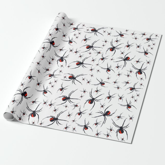Red & Black Spider Muster Geschenkpapier (Ungerollt)