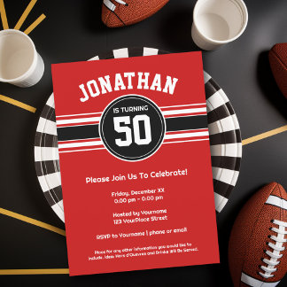 Red Black Sports Jersey Geburtstagsparty Einladung