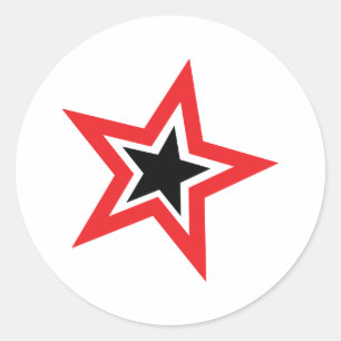 Red Black Star Mode Runder Aufkleber