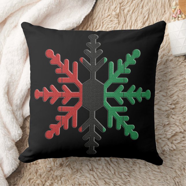Red Black Strip Snowflake Kwanzaa Kissen (Decke)
