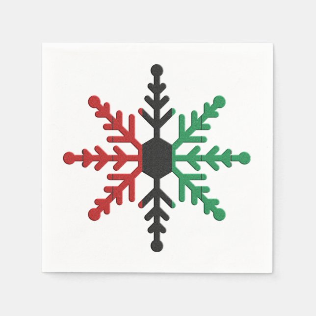 Red Black Strip Snowflake Kwanzaa Serviette (Vorderseite)