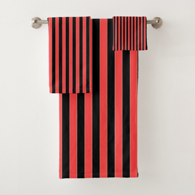 Red Black Stripes Team Badhandtuch Set (Insitu)