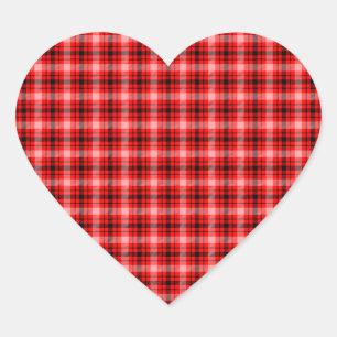 Red Black Tartan Checkered Kariert Pattern-24899 Herz-Aufkleber