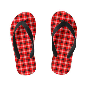 Red Black Tartan Checkered Kariert Pattern-24899 Kinderbadesandalen