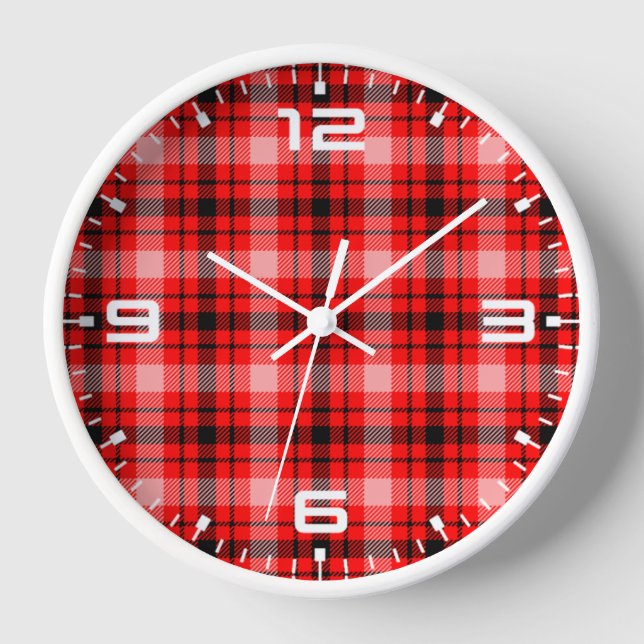 Red Black Tartan Checkered Kariert Pattern-24899 Uhr (Vorderseite)