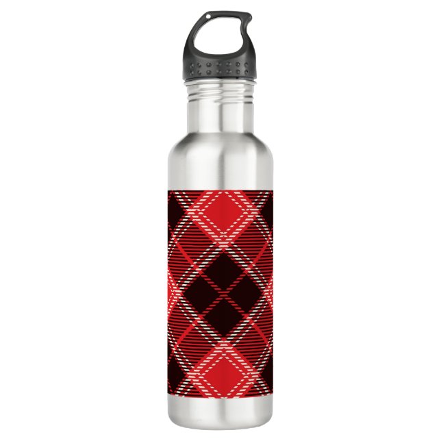 Red Black Tartan Edelstahlflasche (Vorderseite)
