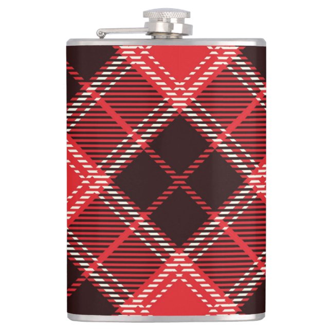 Red Black Tartan Flachmann (Vorderseite)